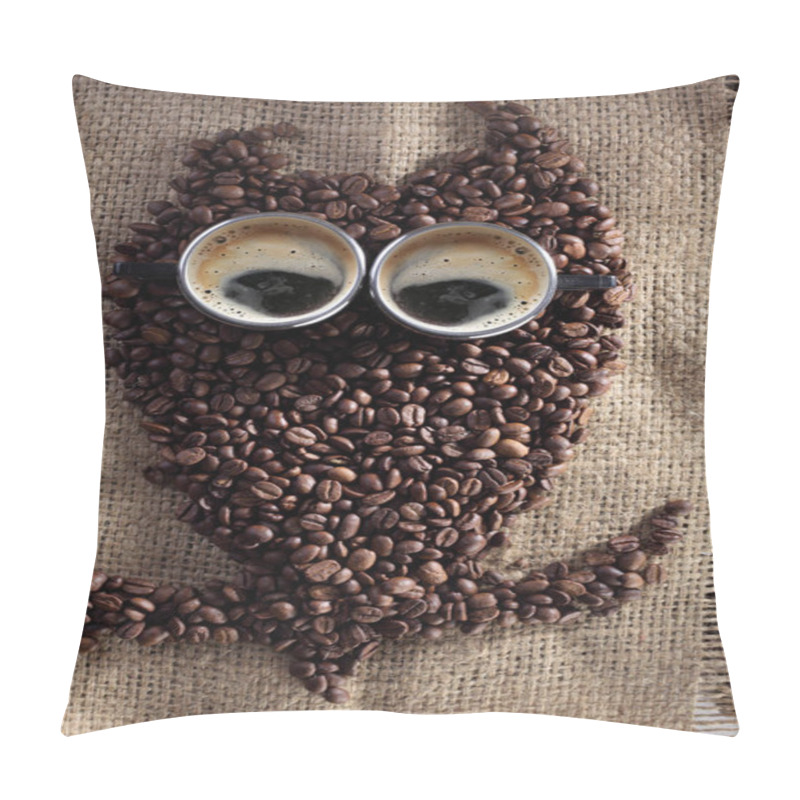 Personality  Owl Made With Coffee Beans Pillow Covers