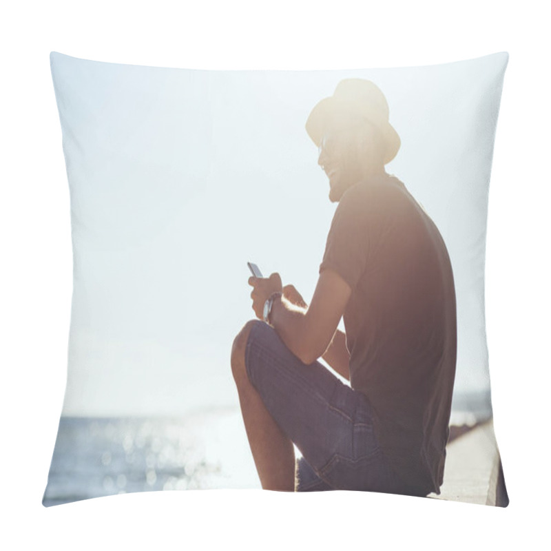 Personality  Man Enjoying The View In The Harbor Pillow Covers