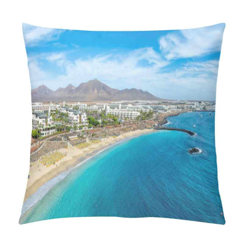 Personality  Landscape With Playa Blanca And Dorada Beach, Lanzarote, Canary Islands, Spain Pillow Covers