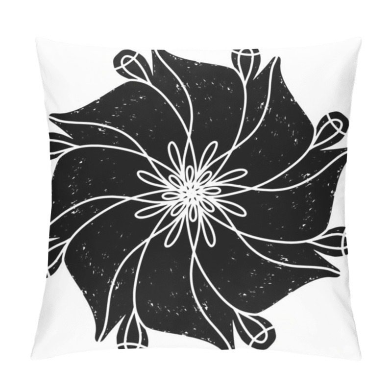 Personality  Abstract Black Spiral Design With Grunge Linocut Style Texture. Radial Symmetry Creates A Hypnotic And Dynamic Visual Effect. Ideal For Backgrounds, Prints Or Modern Art Projects. Pillow Covers