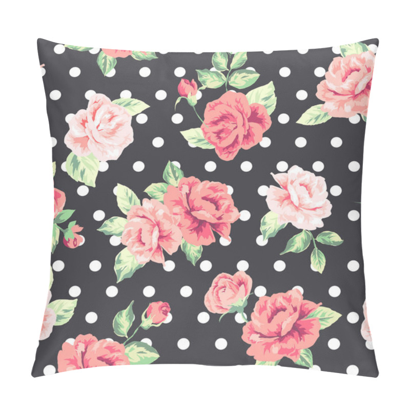 Personality  Seamless Romanticflower ,spring Floral With Dots Vector Pattern Background Pillow Covers