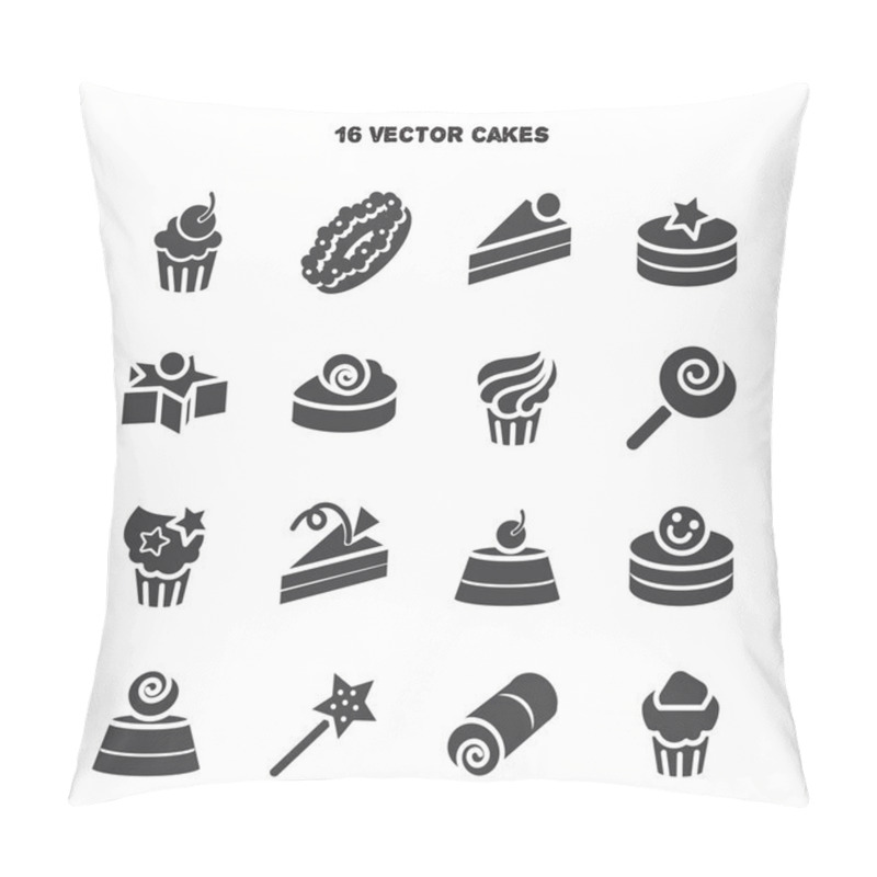 Personality  Collection Of Bakery And Cake Icons. Pillow Covers