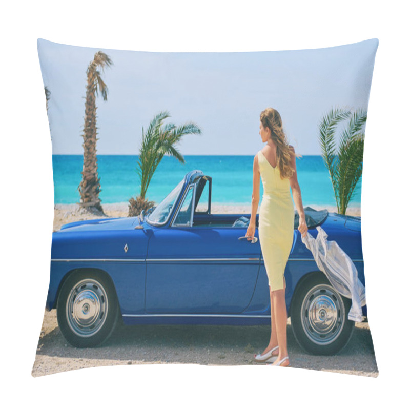 Personality  Beautiful Woman And Retro Car Pillow Covers