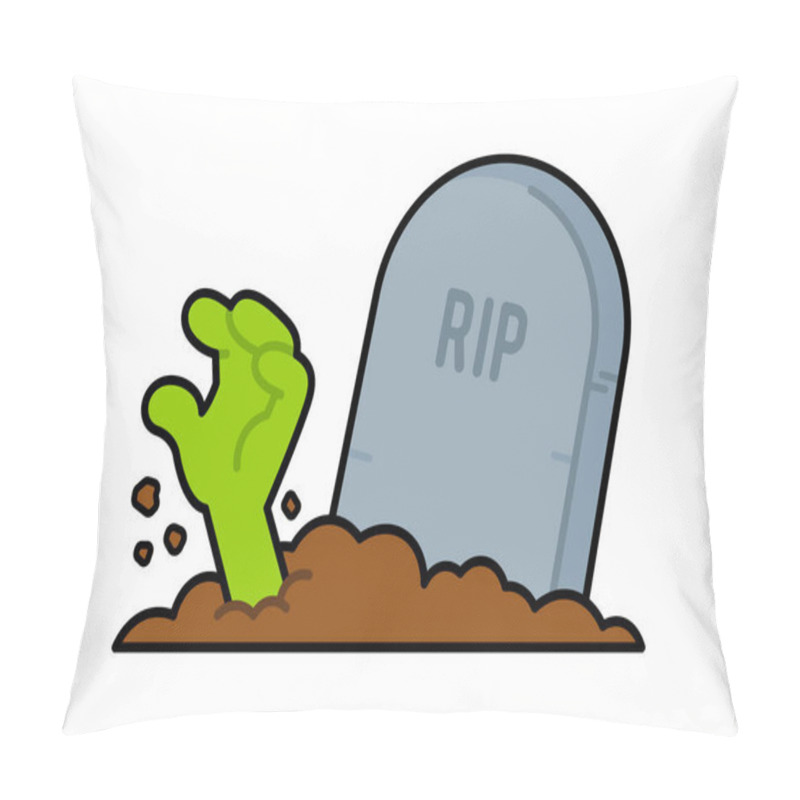 Personality  Hand Coming Out Of Grave Illustration With Black Outline Pillow Covers