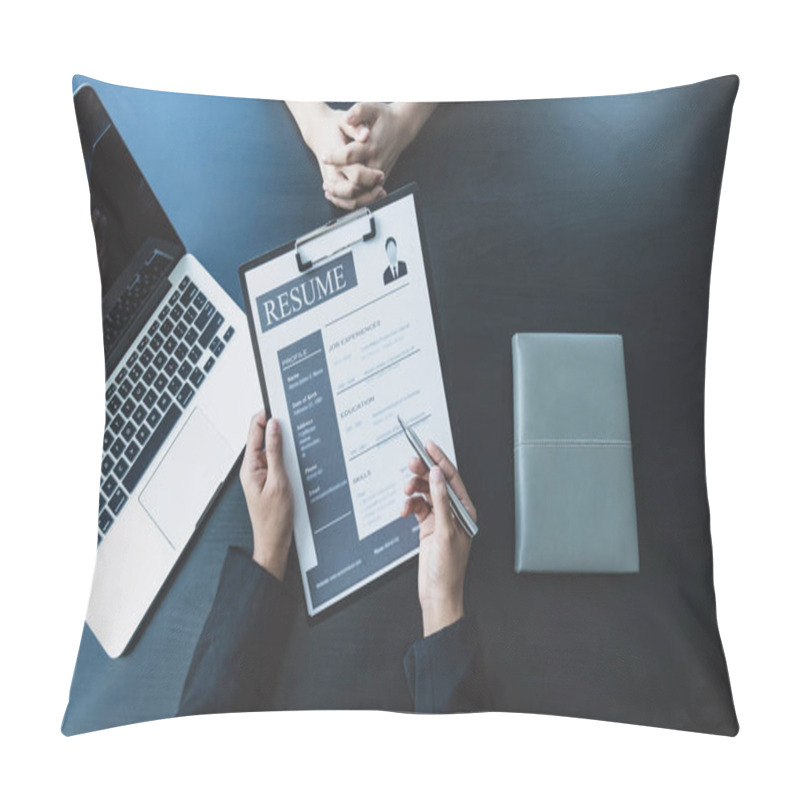 Personality  Business Office Executives Are Interviewing Job Applicants In The Meeting Room. Pillow Covers