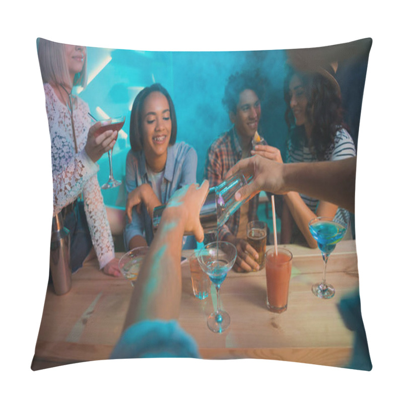 Personality  Barman Making Cocktail For Friends Pillow Covers