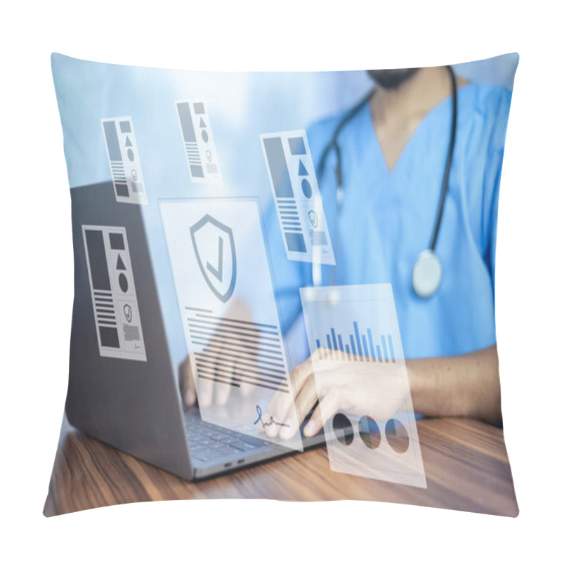 Personality  Doctor Using Computer Document Management System (DMS), Online Documentation Database Process Automation To Efficiently Manage Files Pillow Covers