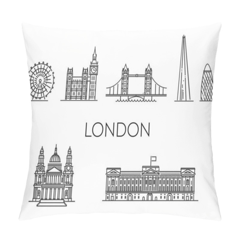 Personality  England, London Skyline With Panorama In White Background Pillow Covers