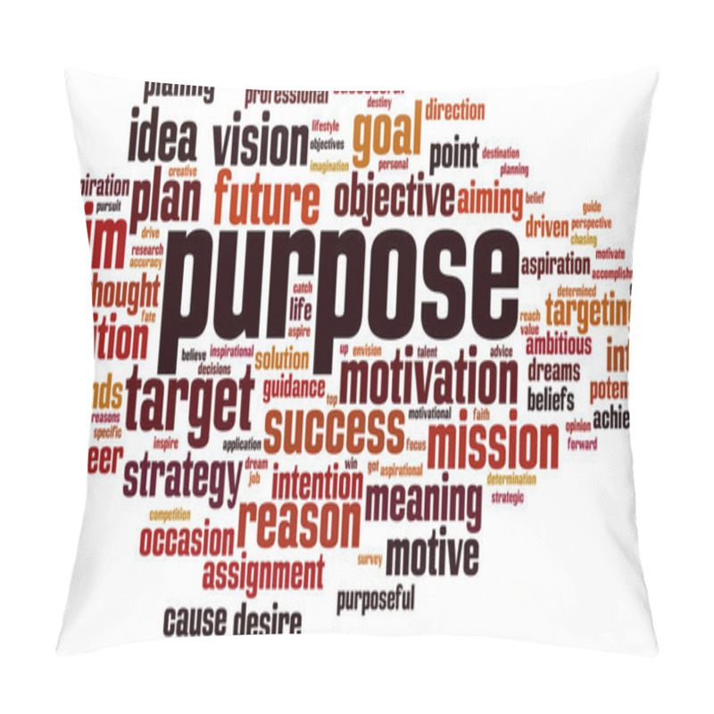 Personality  Purpose Word Cloud Concept. Vector Illustration Pillow Covers