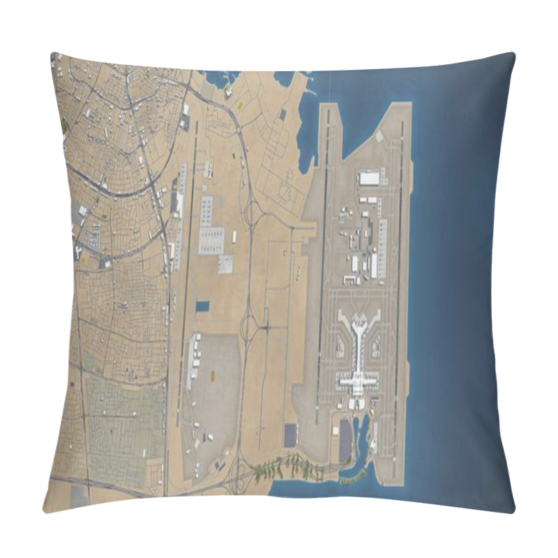 Personality  Doha Hamad International Airport - 3D Model Aerial Rendering Pillow Covers