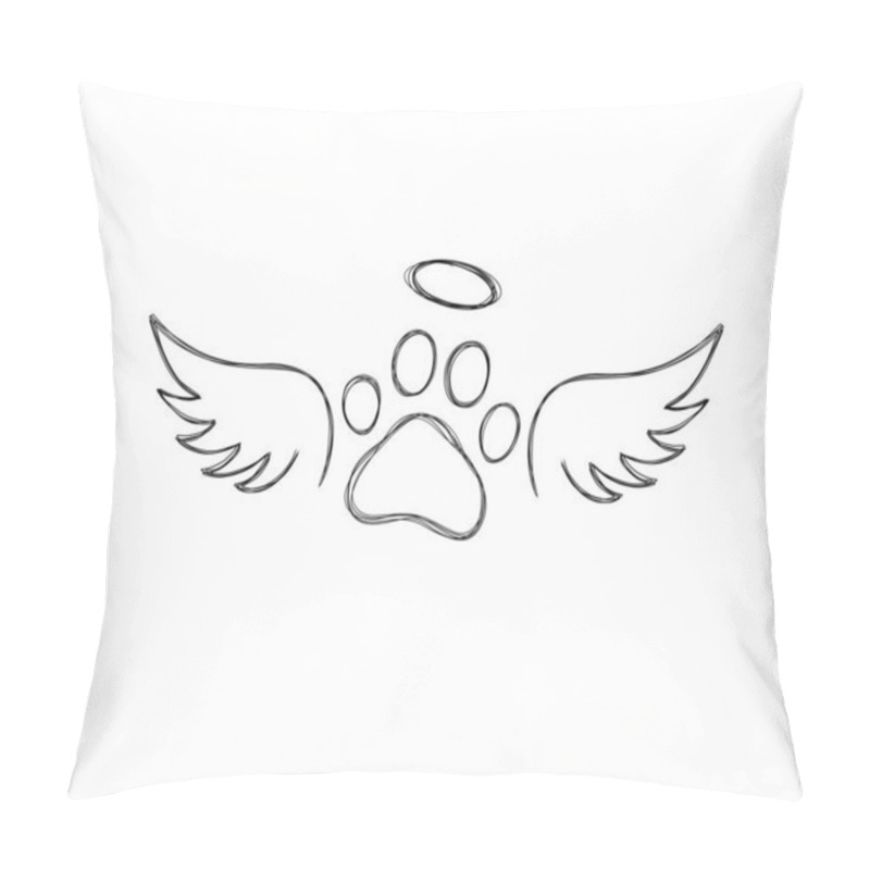 Personality  Dog Paw, Dog Footprint And Angel Wings - Pet Care. Dog Footprint Tattoo Idea Pillow Covers