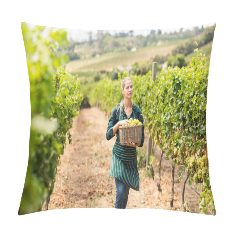 Personality  Young Woman Harvester Working Pillow Covers