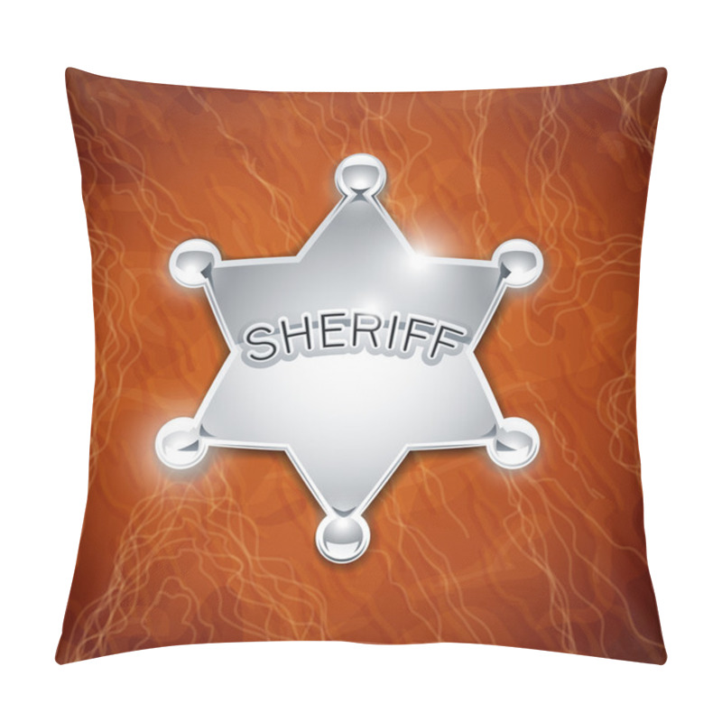 Personality  Sheriff's Metallic Badge As Star On Leather Texture Pillow Covers