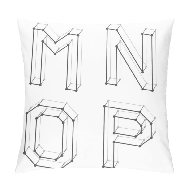 Personality  Wireframe Font Alphabet Letters M N O P Pillow Covers