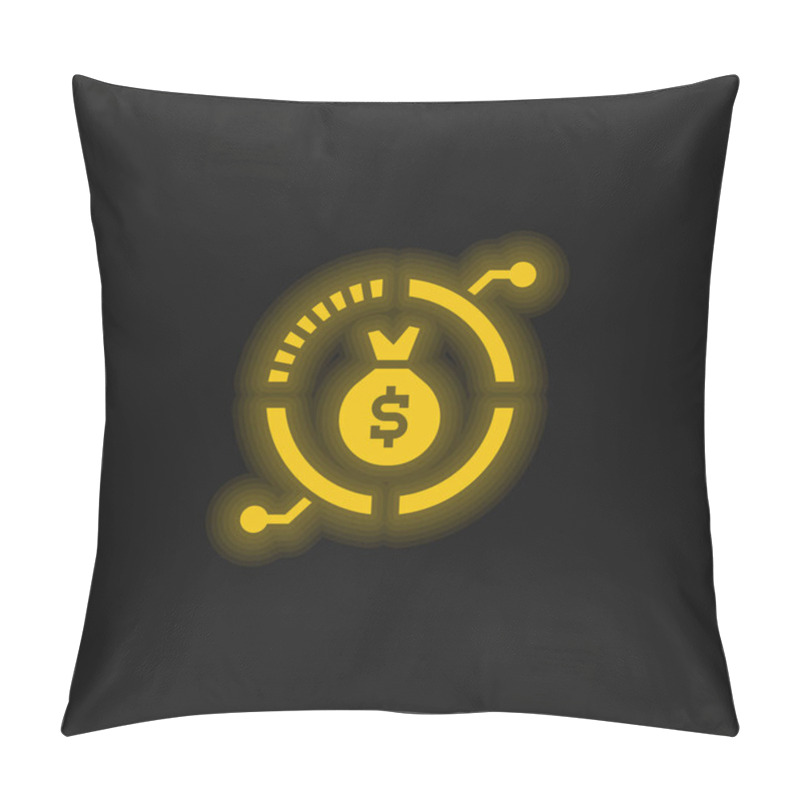 Personality  Asset Management Yellow Glowing Neon Icon Pillow Covers