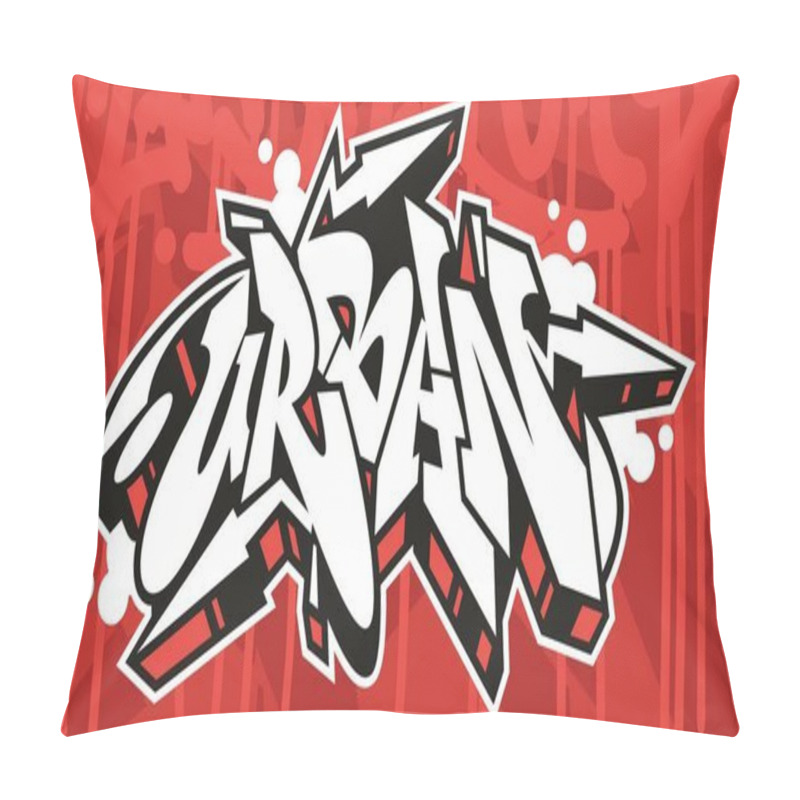 Personality  Abstract Urban Graffiti Font Lettering With A Red Background Pillow Covers