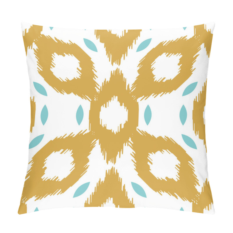 Personality  Ikat Vector Seamless Pattern. Abstract Geometric Dijon Yellow Background For Fabric, Print Or Wrapping Paper.  Pillow Covers