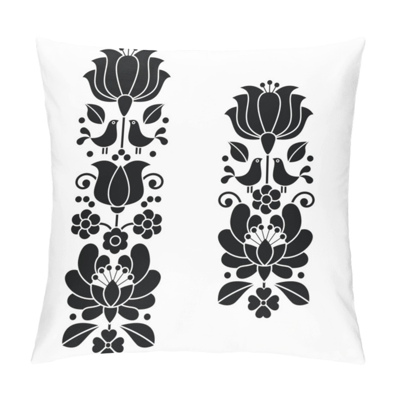 Personality  Kalocsai Black Embroidery - Hungarian Floral Folk Art Long Patterns Pillow Covers