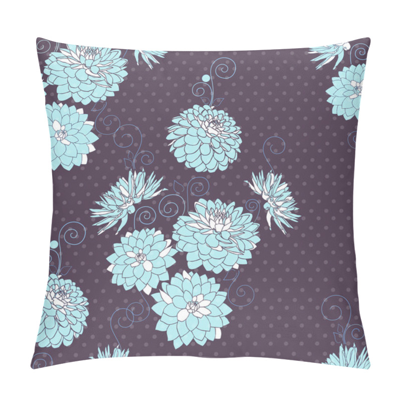 Personality  Seamless Pattern With Decorative Dahlia Flowers. Pillow Covers