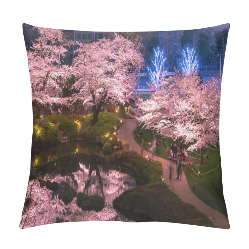 Personality  Roppongi, Tokyo, Japan - March 26, 2018: View Of Cherry Blossoming At Mori Garden, Tokyo, Japan.  Pillow Covers