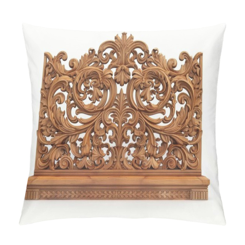 Personality  Intricate Wooden Carving With Ornate Floral Designs, Showcasing Exquisite Craftsmanship And Elegance. Pillow Covers