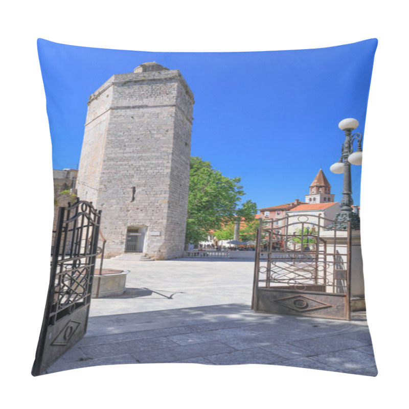 Personality  Hstoric District Of Zadar In Croatia. View Of Five Wells Square With Captains Tower. Pillow Covers