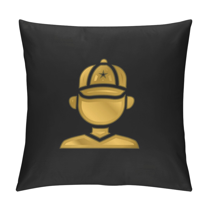 Personality  Baseball Player Gold Plated Metalic Icon Or Logo Vector Pillow Covers