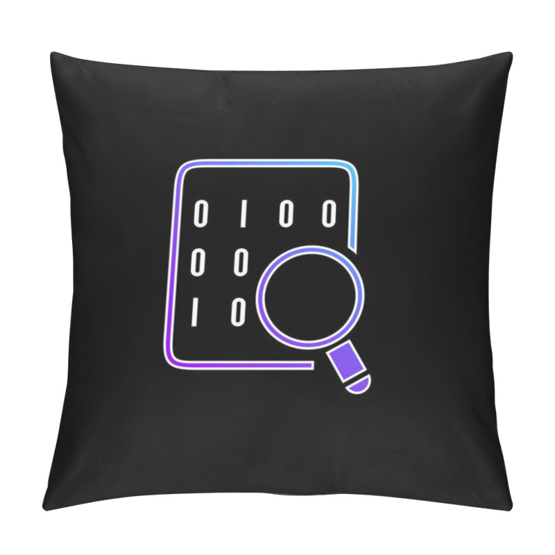 Personality  Binary Codes On Data Sheet With Magnifying Lens Blue Gradient Vector Icon Pillow Covers