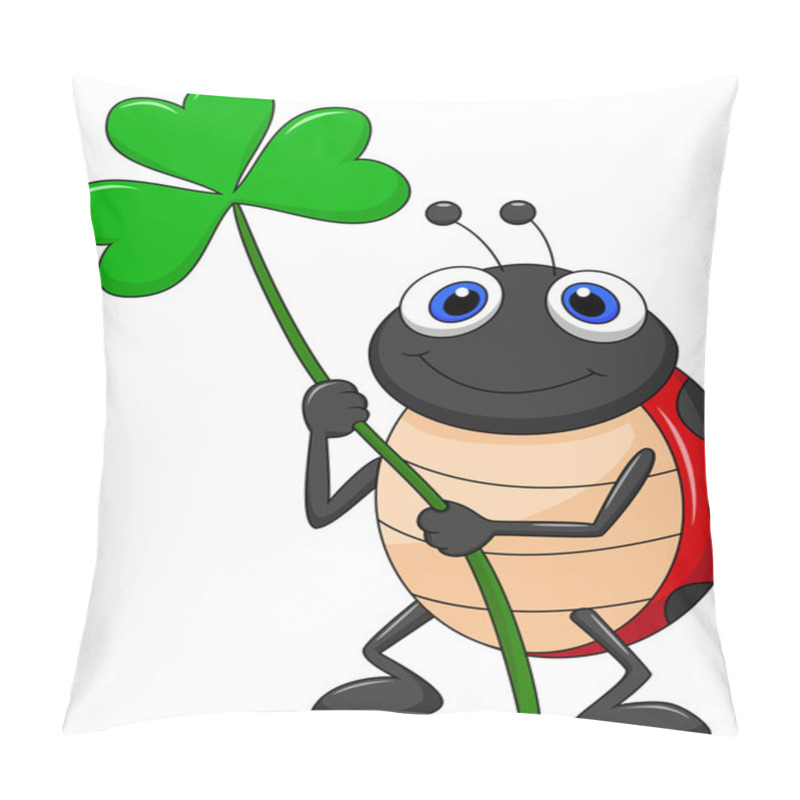 Personality  Cute Ladybug Cartoon With Clover Leaf Pillow Covers