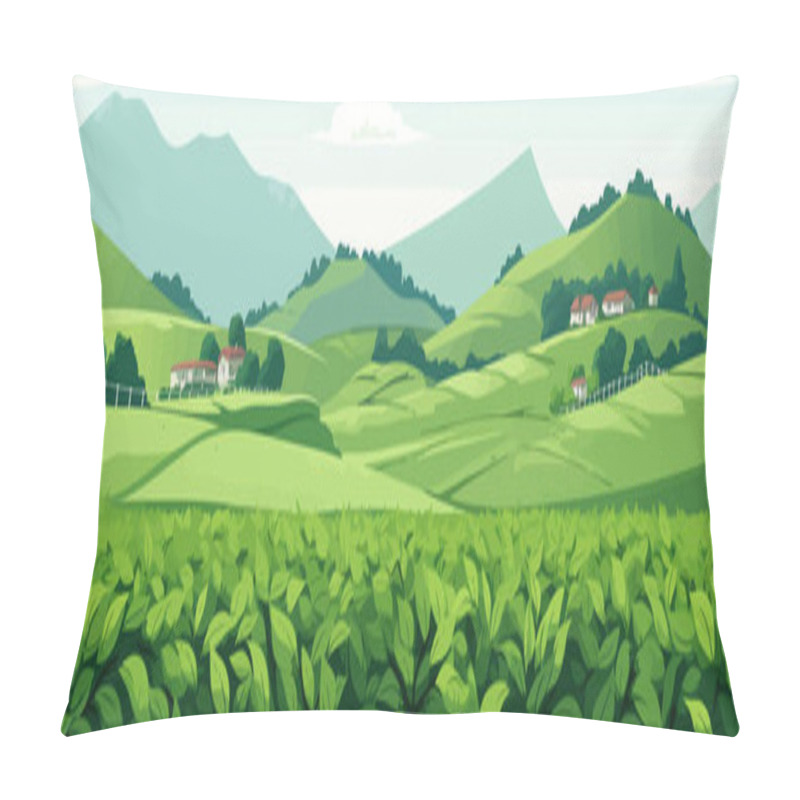 Personality  Tea Plantation Vector Flat Minimalistic Isolated Vector Style Illustration Pillow Covers