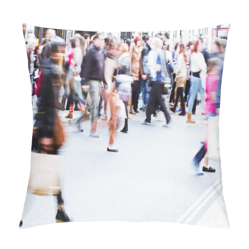 Personality  People In Motion Blur Crossing A Street In London City Pillow Covers