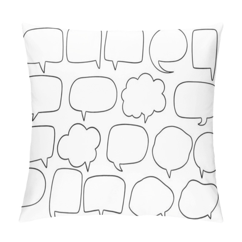 Personality  Hand Drawn Background Set Of Cute Speech Bubble In Doodle Style Pillow Covers