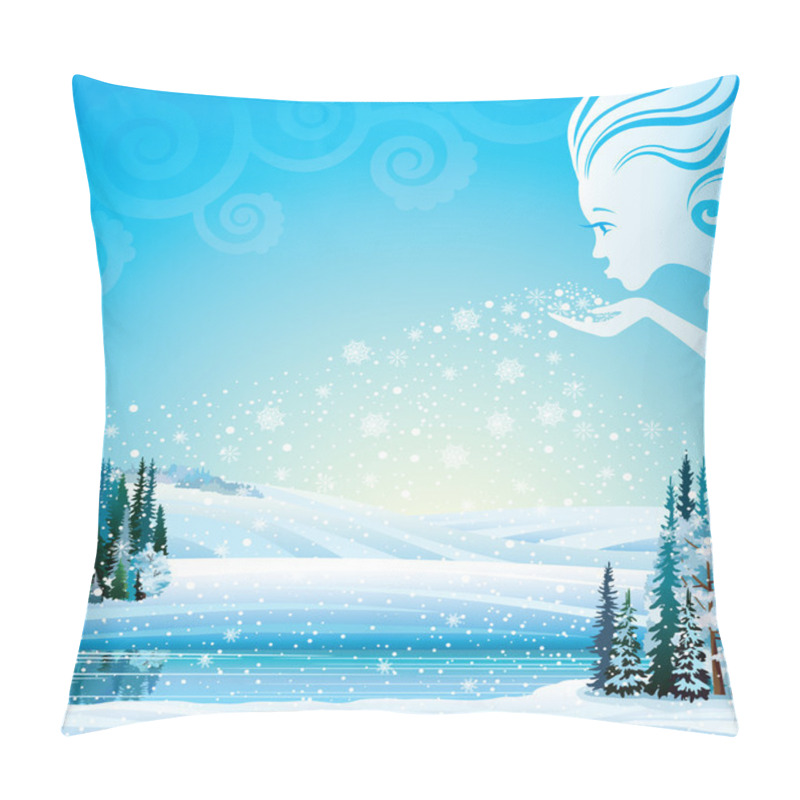 Personality  Vector Magical Winter Landscape. Pillow Covers