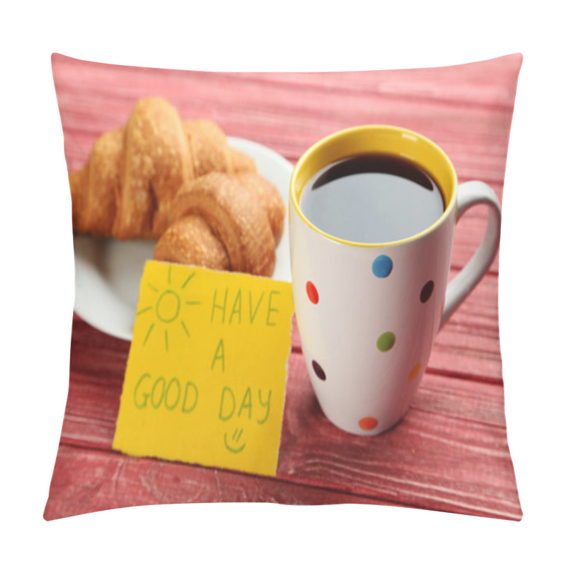 Personality  Cup Of Coffee And Croissants Pillow Covers