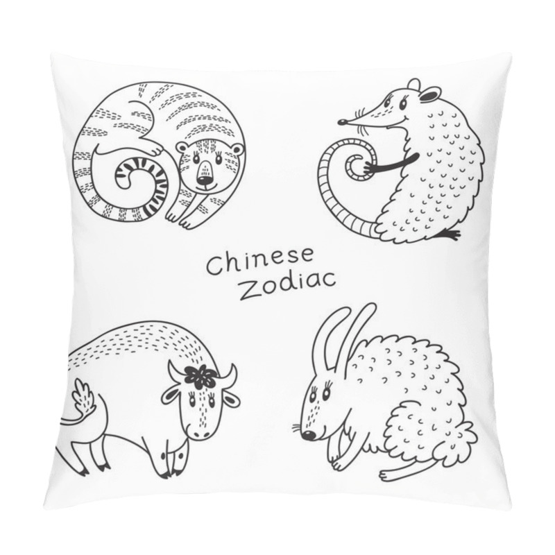 Personality  Set Of The Chinese Zodiac Signs Pillow Covers