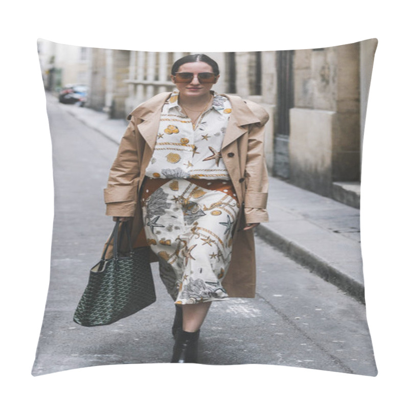 Personality  Paris, France - March 03, 2019: Street Style Outfit -   After A Fashion Show During Paris Fashion Week - PFWFW19 Pillow Covers