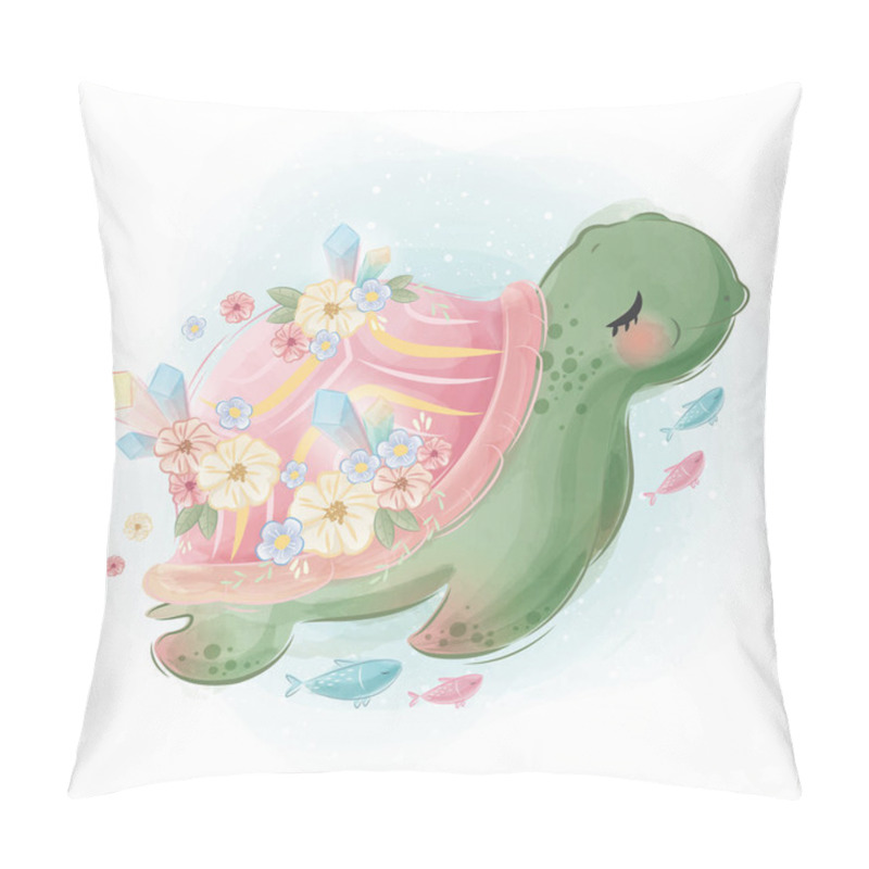 Personality  Beautiful Turtle With Flowers On His Body Pillow Covers