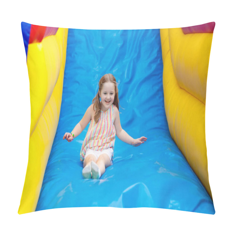 Personality  Child Jumping On Playground Trampoline. Kids Jump. Pillow Covers