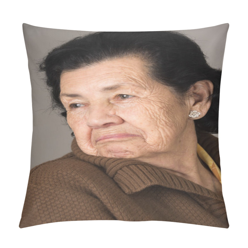 Personality  Portrait Of Old Cranky Woman Grandmother Pillow Covers