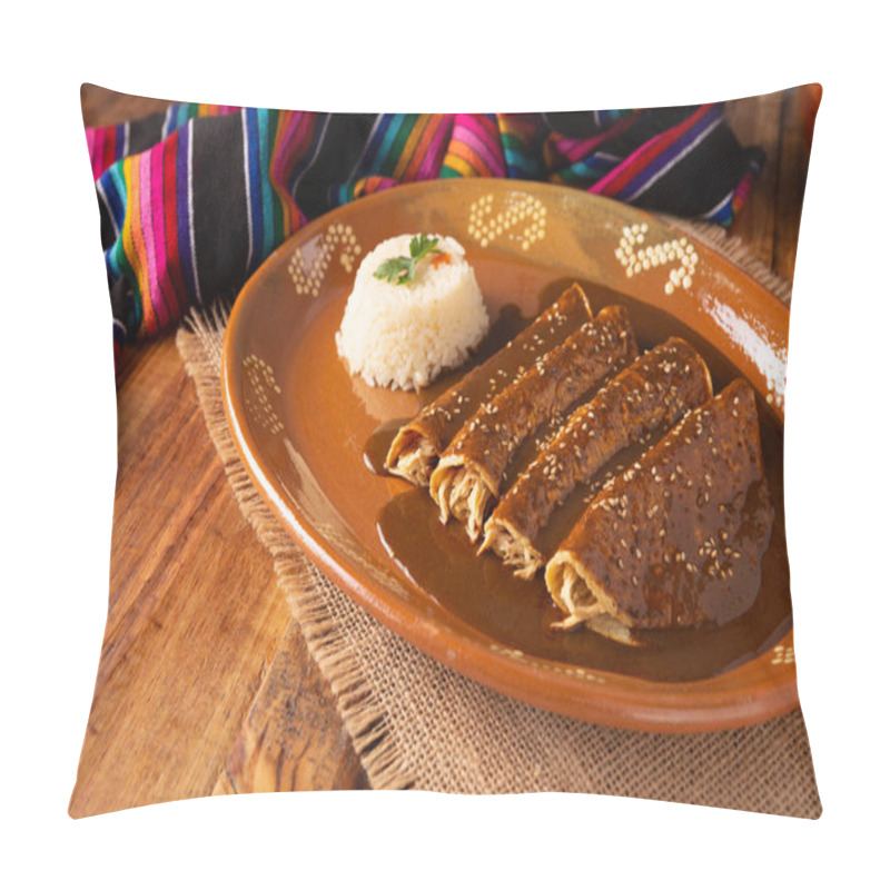 Personality  Chicken Enmoladas. Also Known As Mole Poblano Enchiladas, They Are A Typical Mexican Dish That Is Very Popular In Mexico And The Rest Of The World. Pillow Covers