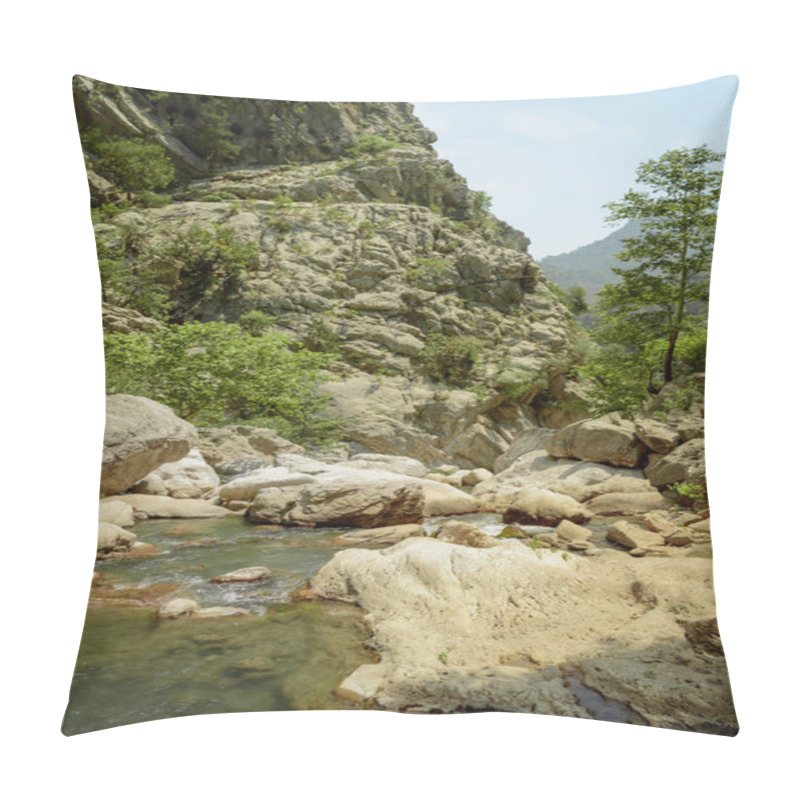 Personality  Close Up View Of Mountain River And Trees Under Bright Blue Sky In Cappadocia, Turkey  Pillow Covers