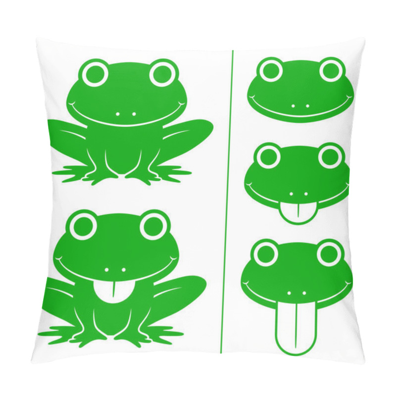 Personality  Set Of Green Cartoon Frogs With Head Variations Pillow Covers