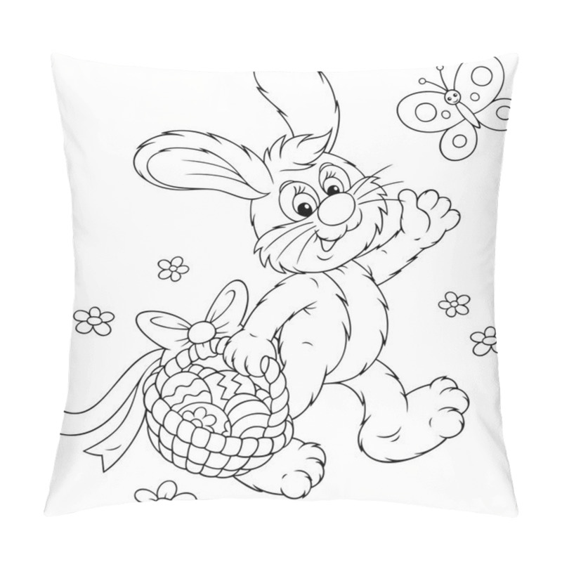 Personality  Easter Bunny With A Basket Of Eggs Pillow Covers