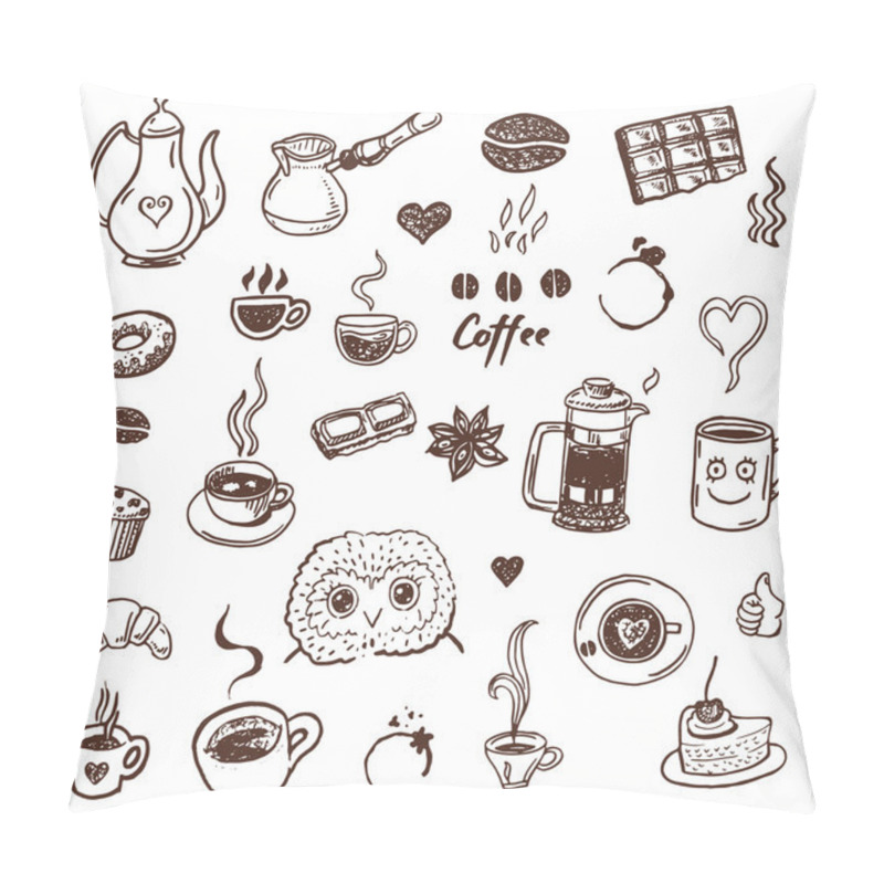 Personality  Hand Drawn Coffee Lover Set Pillow Covers