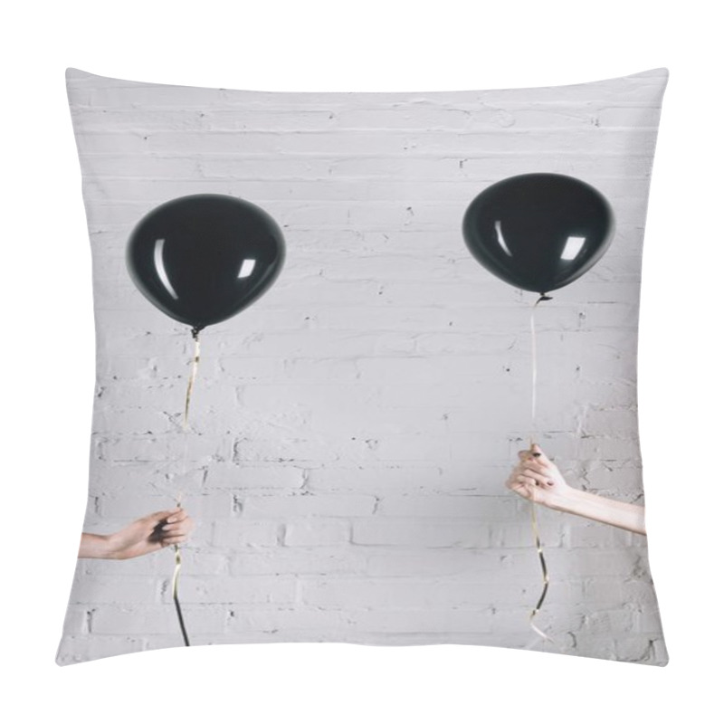 Personality  Women Holding Black Balloons Pillow Covers