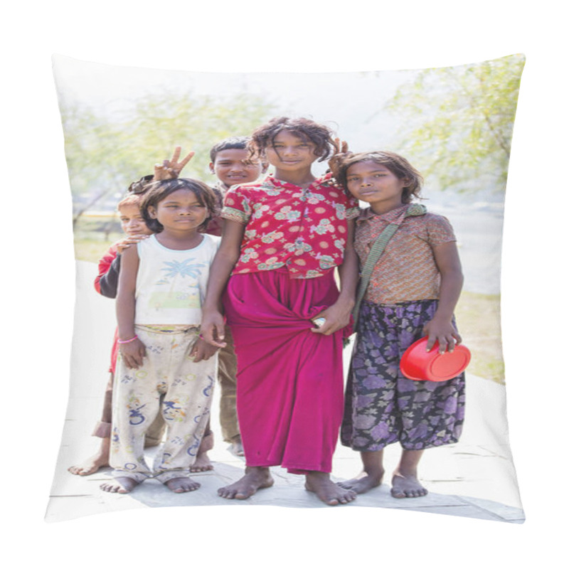 Personality  Portrait Nepali Children On The Street In Himalayan Village, Nepal Pillow Covers