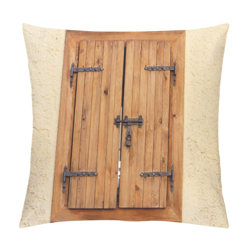 Personality  Old Window With Brown Wooden Shutters. Pillow Covers