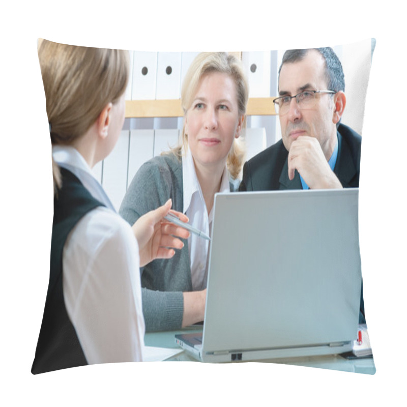 Personality  Couple Meeting With Financial Advisor Pillow Covers