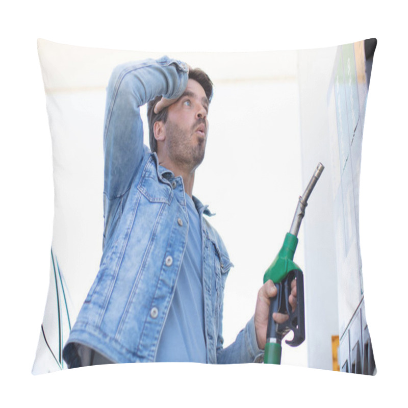 Personality  Man In Shock With Gas Price Pillow Covers