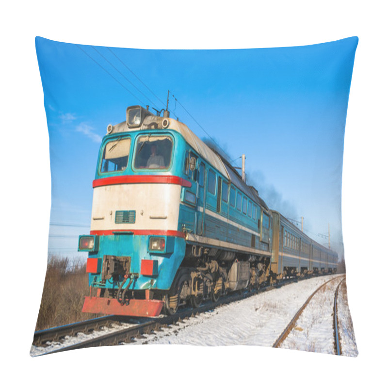 Personality  Diesel Local Train In Ukraine. Pillow Covers